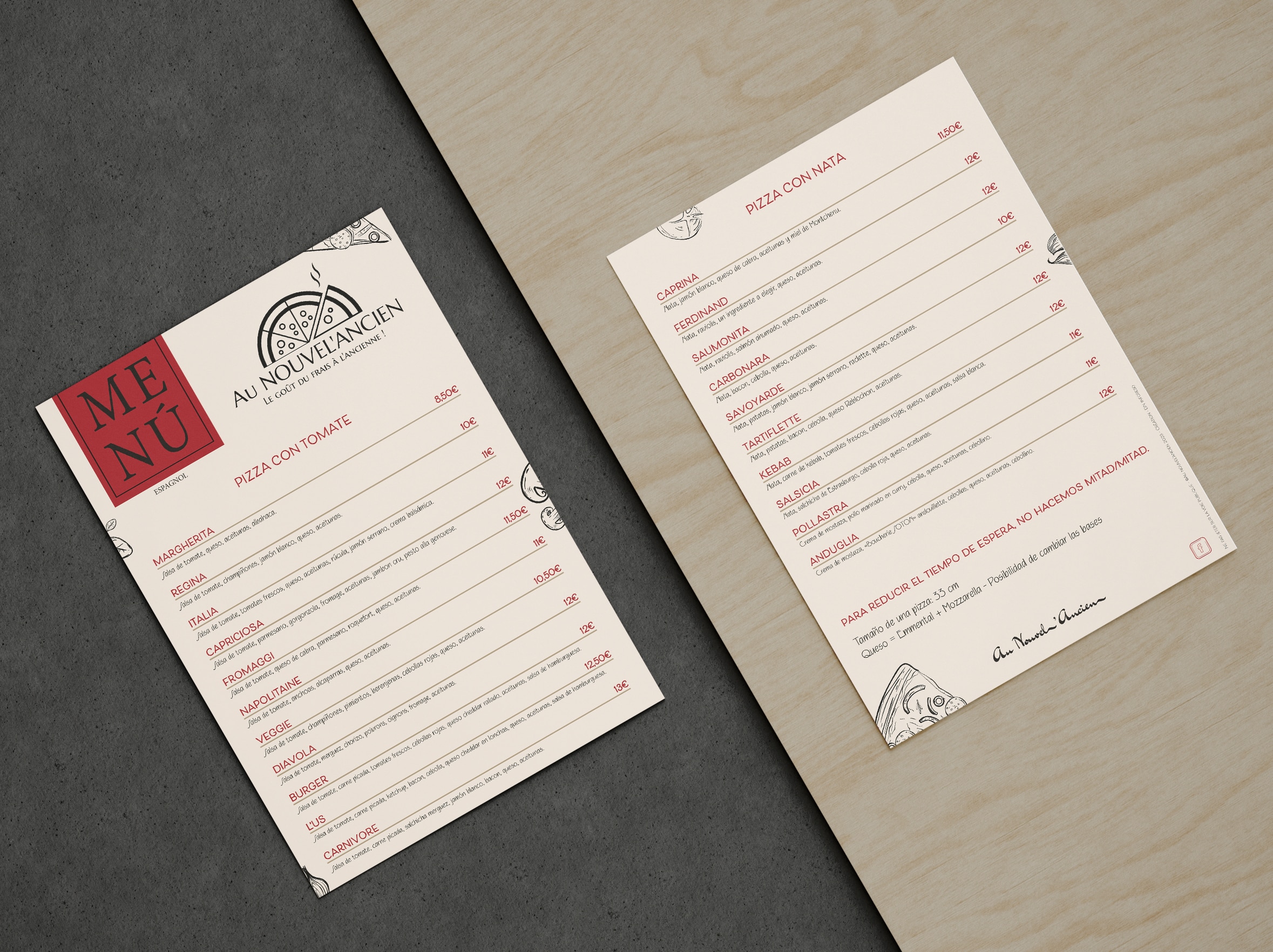 Au Nouvel'Ancien - Menu - Espagnol